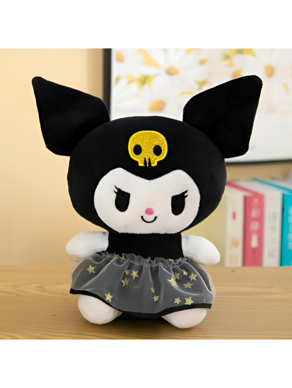 10-Inch Kuromi Plush Doll – Gothic Lolita Soft Stuffed Toy with Star Tutu Dress ST16648.