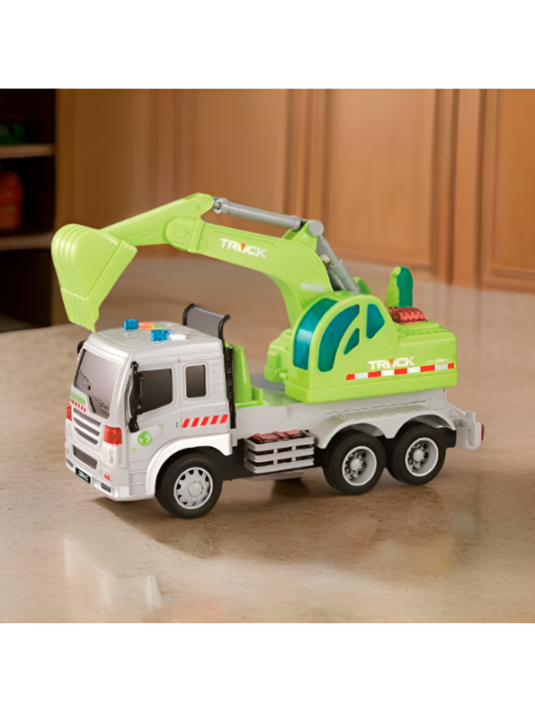 1:16 Scale Excavator Toy Truck – Friction Powered Construction Vehicle with Lights & Sound TV4055.