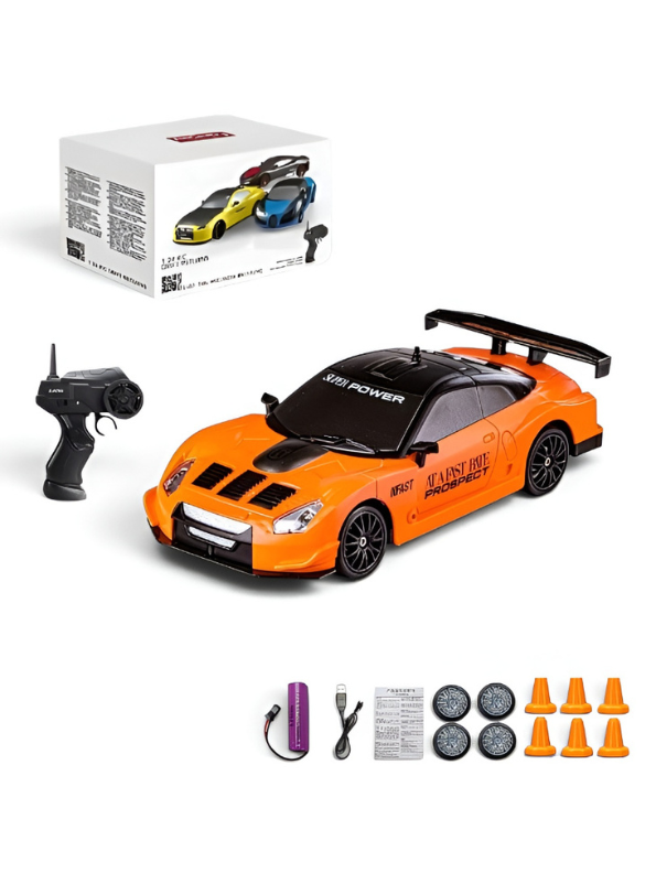 1:24 Scale 4WD RC Drift Car - High-Speed Remote Control Car with LED Lights & Extra Tires TV6436