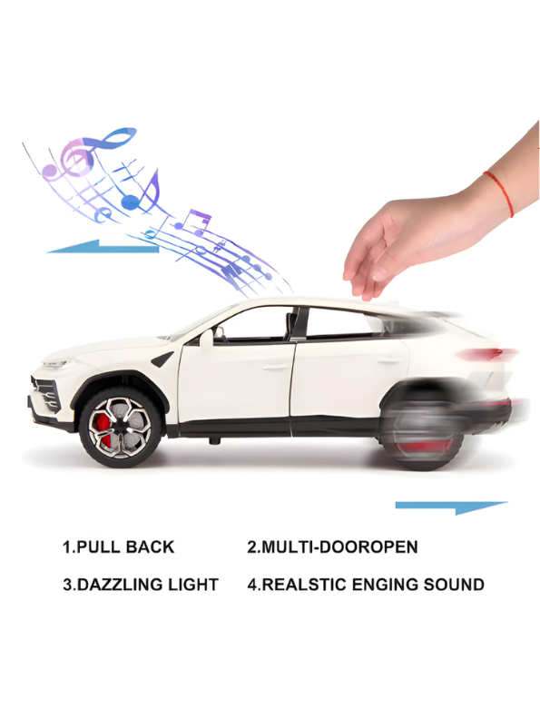 Lamborghini Urus Diecast Car 1:24 Scale White With Smoke Effect Collectible Toy SUV Model with Sound and Light LMI15496