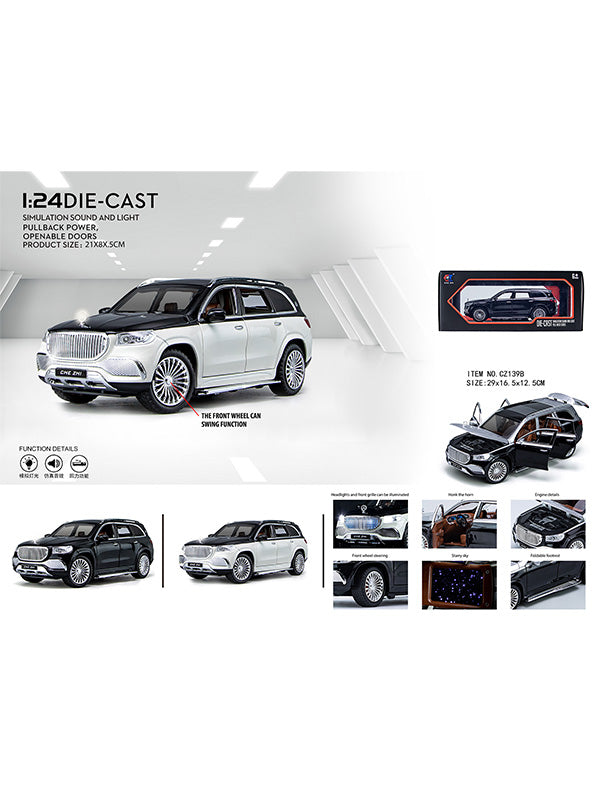 Mercedes GLS 600 Metal ModelDiecast Car Scale 1:24 - Black (TV-AG-24) - Toyloft