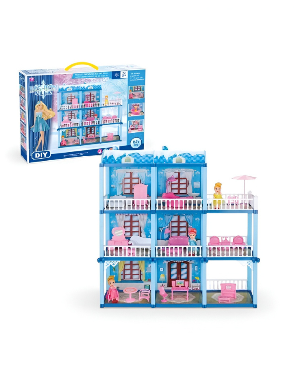 162+ PCS DIY Dollhouse Villa – Floor Mini House with Furniture & Accessories MD3457.