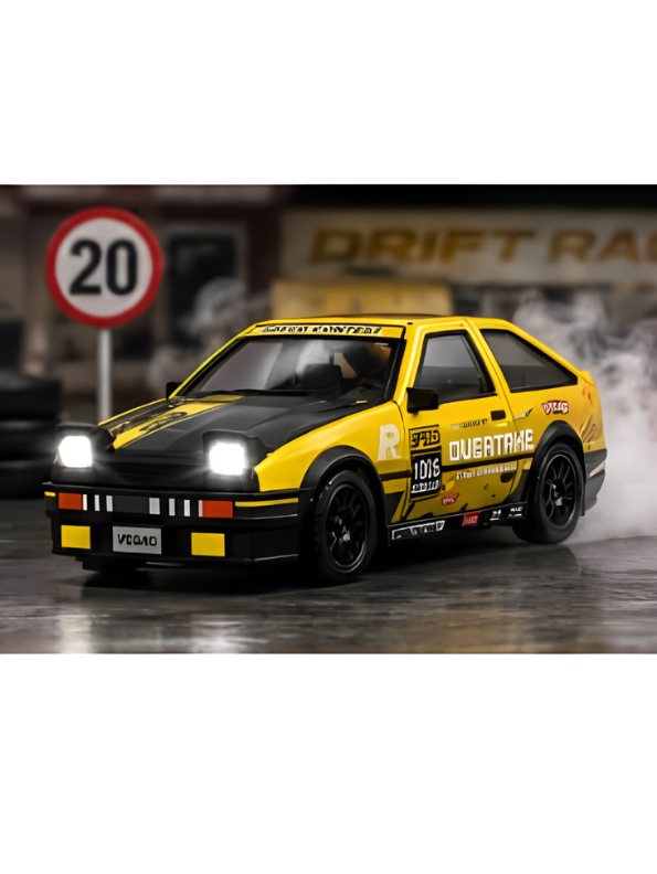 1:64 Scale Mini RC Toyota AE86 Trueno Drift Car Yellow MD582.