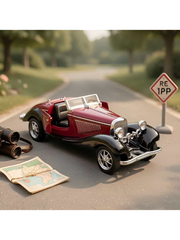 1936 Mercedes-Benz 500K Special Roadster Vintage Diecast Model Car – Red 1:36 Premium Alloy Pull-Back Miniature Car Openable Doors LMI16724