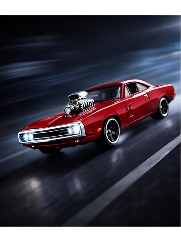 1970 Dodge Charger R/T Diecast Muscle Car Red Scale 1:32 with Clear Acrylic Display Case MD28