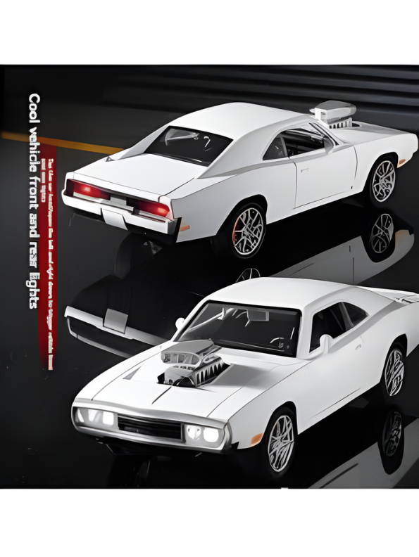 1970 Dodge Charger R/T Diecast Muscle Car White Scale 1:32 with Clear Acrylic Display Case MD28