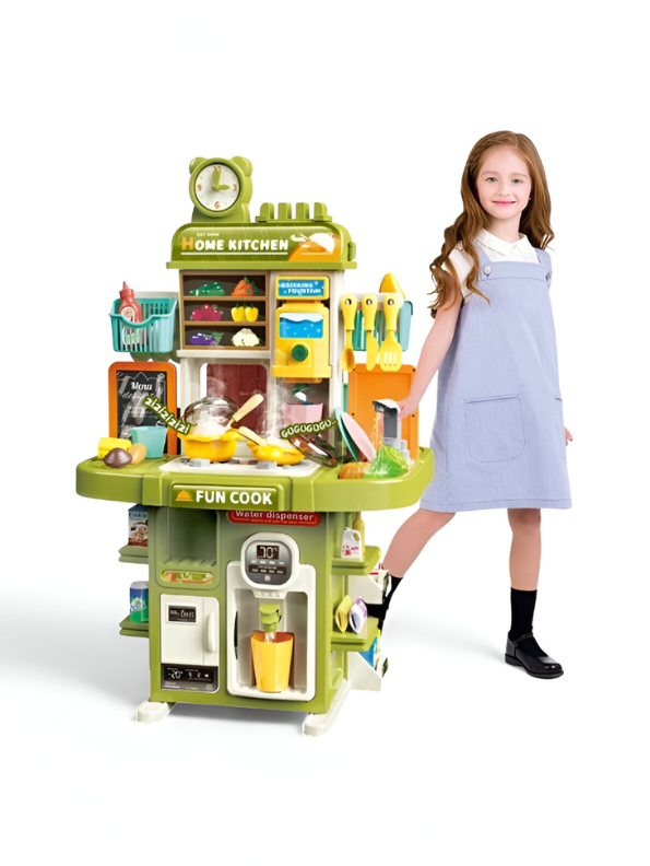2-in-1 Kids Kitchen Playset with Water Dispenser & Accessories | Toddler Cooking Pretend Play Toy NX13727.
