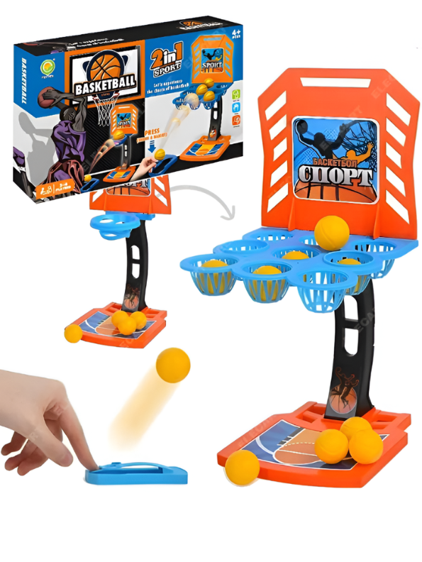 2-in-1 Mini Desktop Basketball Game Toy with Launcher and Scoring Baskets TV6342.