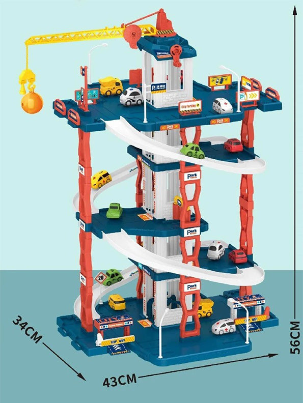 City Parking Hand Controlled Multi-Storey Car Parking, With Crane, Car Parking Toy For Kids - Toyloft