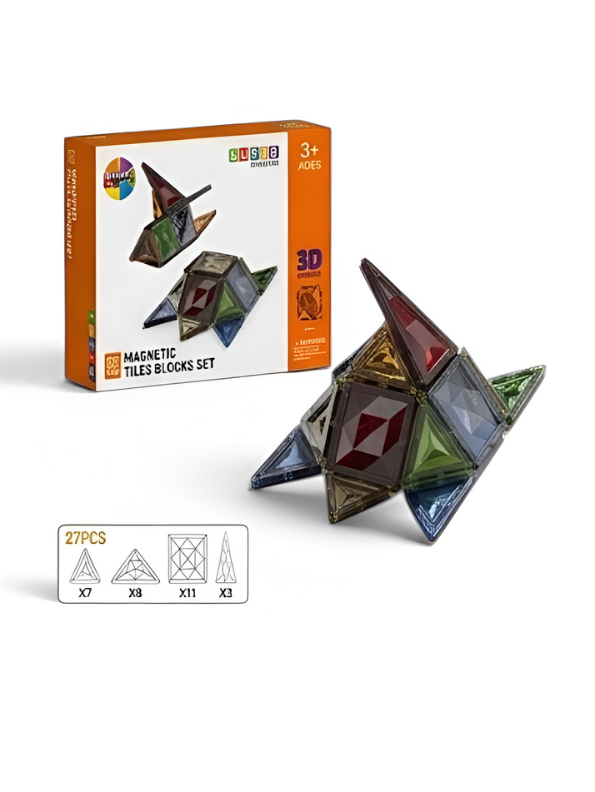 27-Piece 3D Diamond Magnetic Tiles Building Blocks Set TV7030.