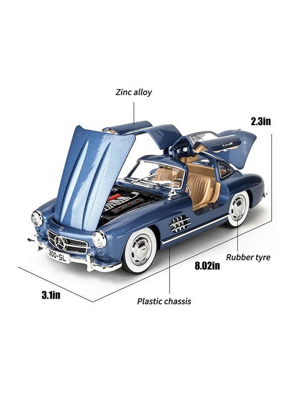 Mercedes Benz 300 SL Gullwing Metal Diecast Car Scale 1:24 - Blue (TV-S-24) - Toyloft