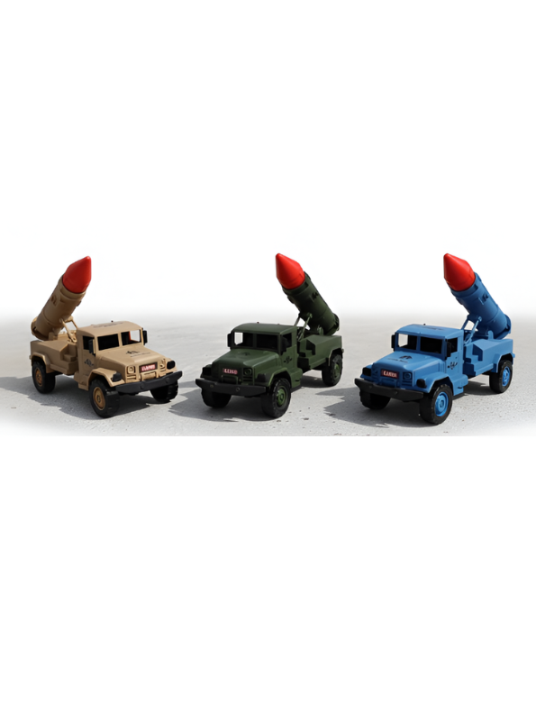 3-Pack Military Missile Launcher Toy Trucks – Friction-Powered Army Vehicles with Rotating Launchers LMI15172.