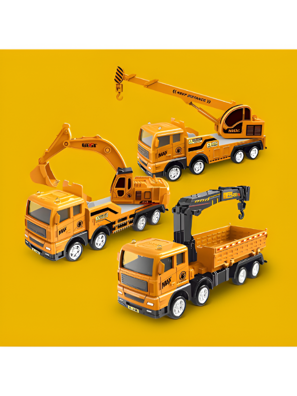 3-Piece Construction Truck Toy Set – Interactive Friction-Powered Vehicles for Toddlers and Kids TV1680