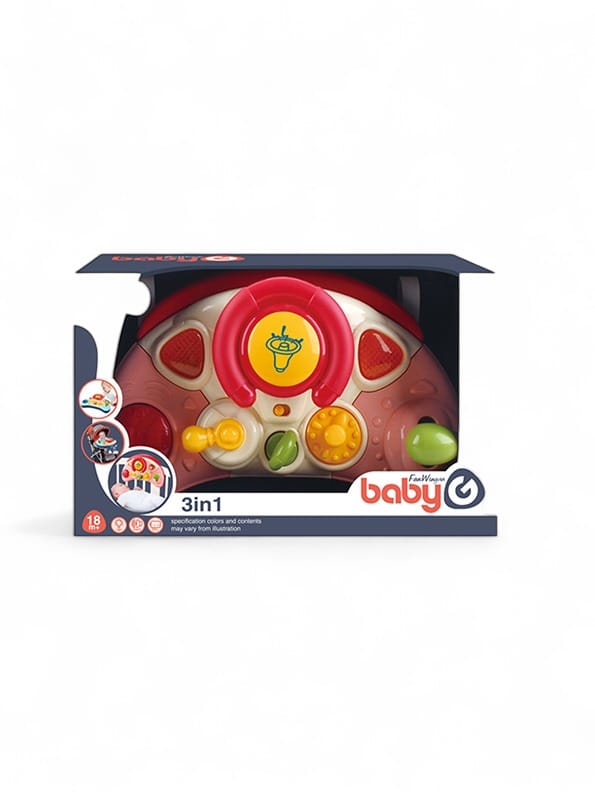 3-in-1 Educational Pretend Play Steering Wheel Toy For Kids - Pink Interactive Learning | NX-O-24 - Toyloft