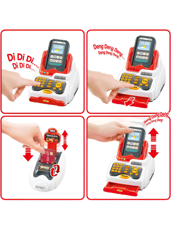 3-in-1 Kids Cash Register Toy with Scanner, Calculator & Shopping Basket TV1540.