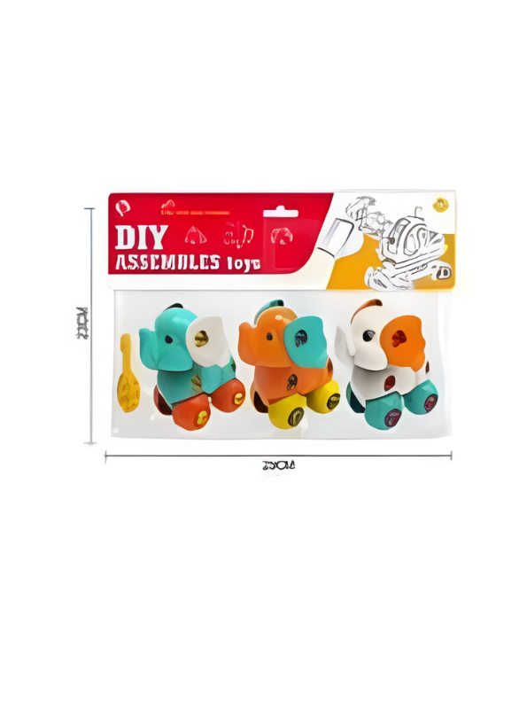 3-in-1 Take Apart Elephant Toy Set – DIY STEM Building & Assembly Toys with Plastic Screwdriver TV6352.
