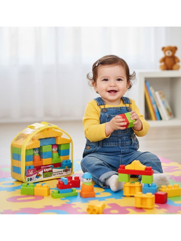 30-Piece Soft Building Blocks Set – Educational STEM Interlocking Blocks LMI14779.