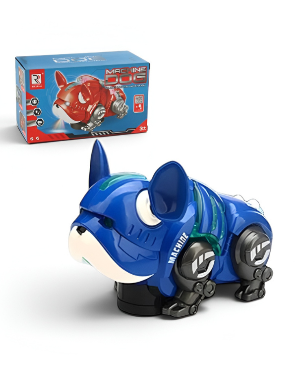 360° Rotating Robot Bulldog Toy with LED Lights & Music | Interactive Electronic Pet Blue LMI10999.