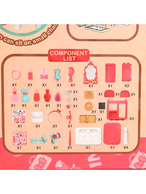 38-Piece Kids Pretend Play Princess Makeup Vanity Table Set with Stool TV7130