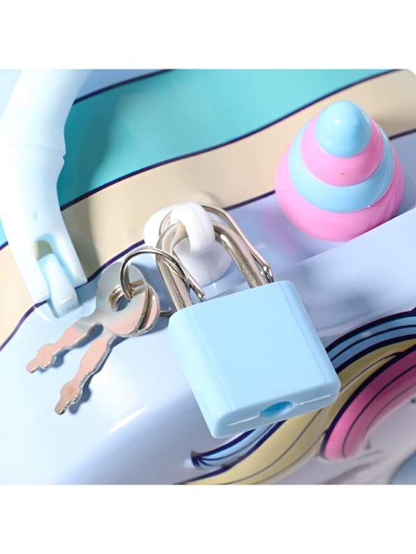 Blue - 3D Unicorn Piggy Bank – Metal Money Box with Lock & Key, Secure Savings Bank NOVGBT-8212.