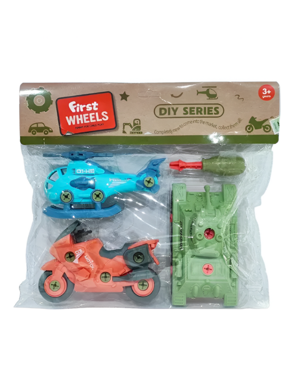 STEM Educational Build & Play Toy Kit - Take Apart Helicopter, Tank, & Motorcycle Set for Kids LMI14837