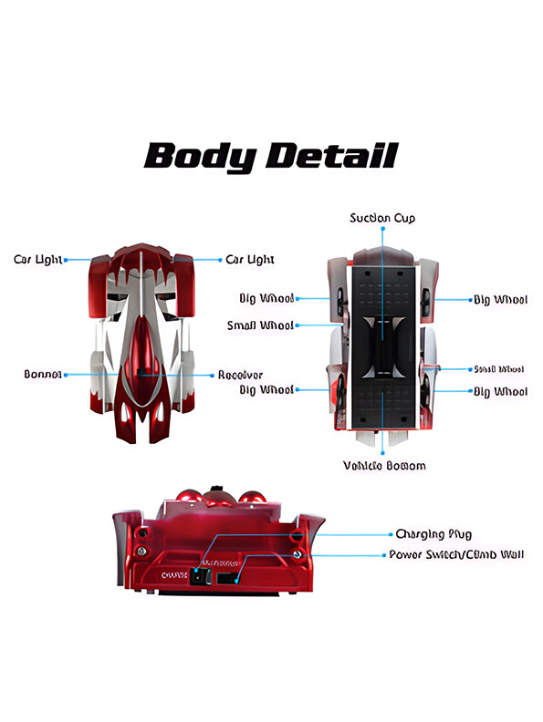 Remote Control Stunt Car Dual Mode 360° Rotating LED - Red (L-110) - Toyloft
