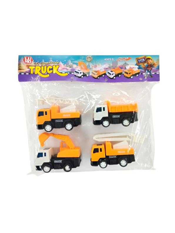 4-Pack Construction Vehicle Toy Set for Toddlers – Heavy Duty Dump Truck, Excavator & Crane Engineering Trucks LMI14300.