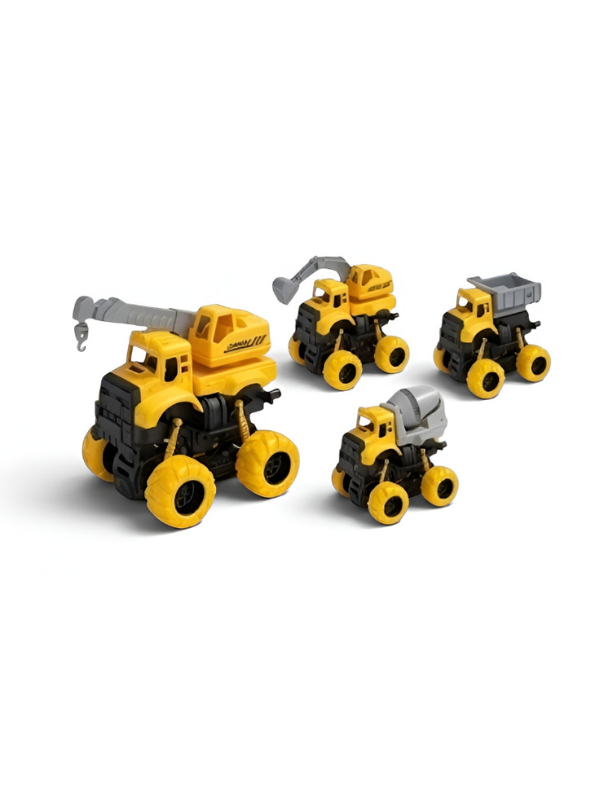 4-Pack Friction Powered Construction Toy Trucks Set LMI13870.
