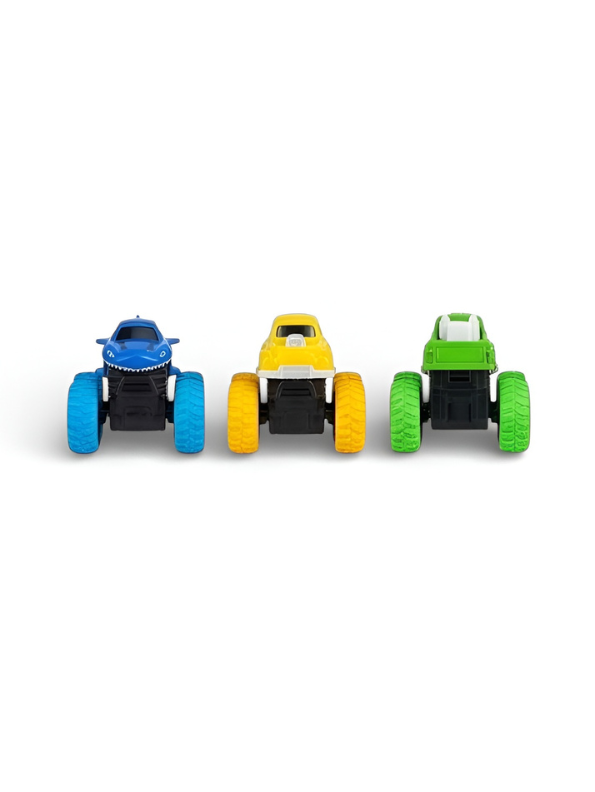 4-Pack Kids Monster Truck Toy Set – 360° Stunt Flip Cars with Launcher MD3095.
