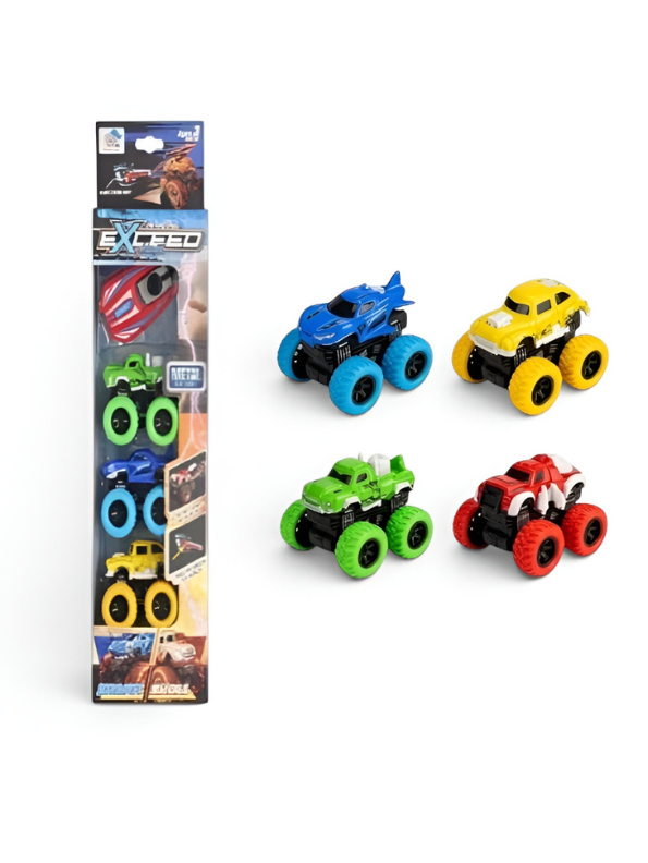 4-Pack Mini Diecast Monster Trucks with Inertia Drive TV6248.