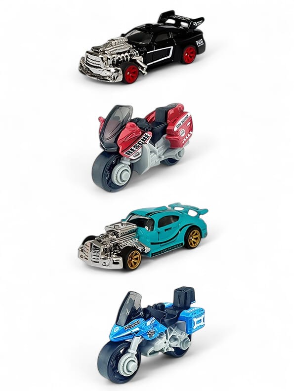 4-Piece Bike and Car Toy Set For Kids Diecast Vehicles Collection NX-N-24