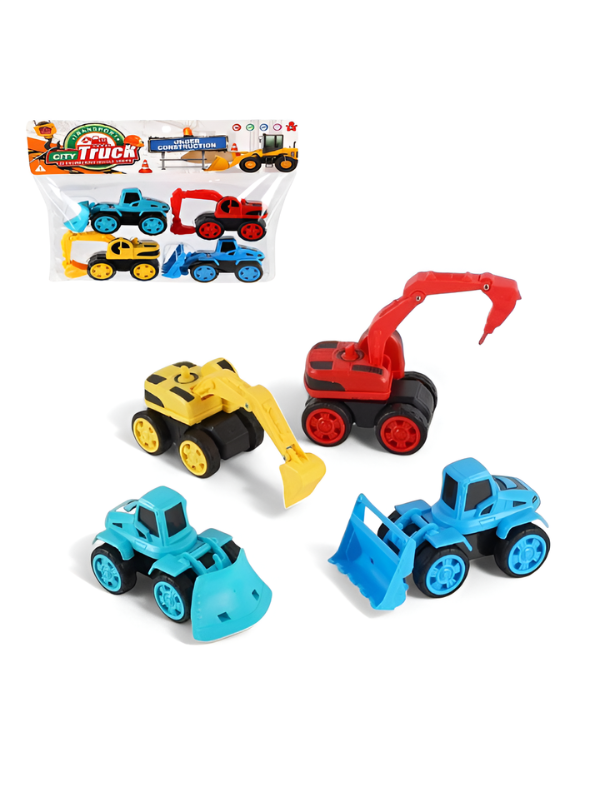 4-Piece Friction Powered Construction Truck Toy Set TV3432.