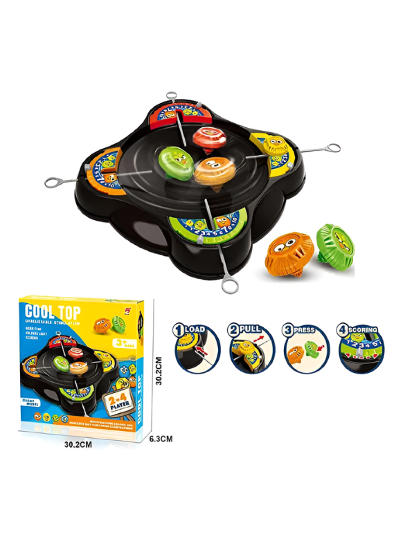 4-Player Spinning Top Battle Arena Game with Launcher & Scoring System TV2788.