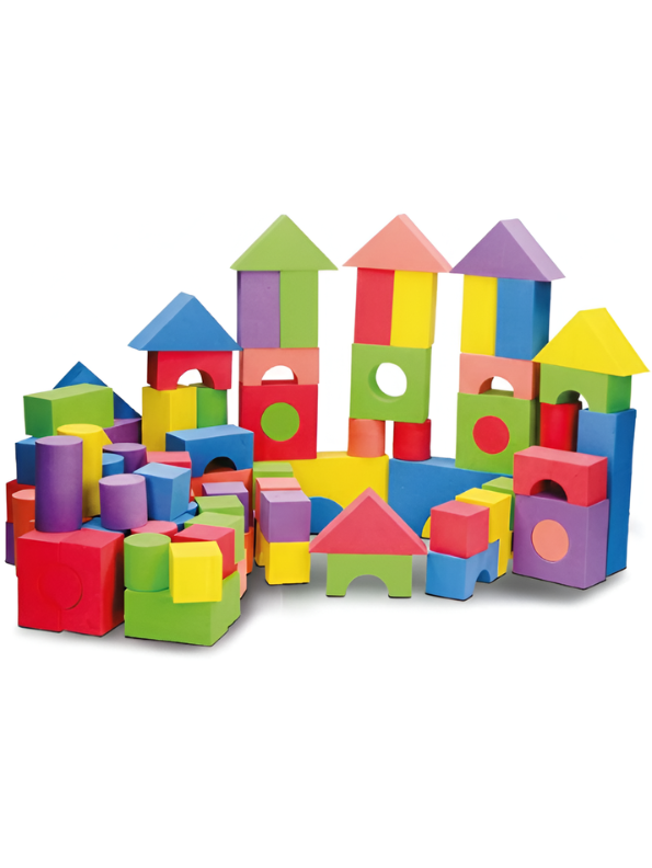 40-Piece Solid Wood Geometric Building Blocks – Non-Toxic Rainbow Stacking & Sorting Toy for Preschool Learning and Dexterity MD660