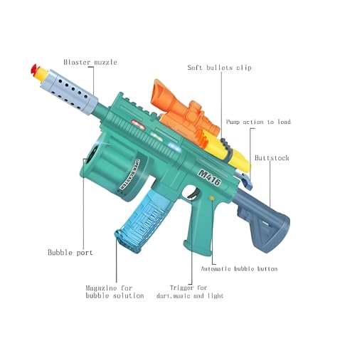 3 in 1 M416 Machine Dart Gun for Kids - Bubble & Dart Shooting Combo - Toyloft