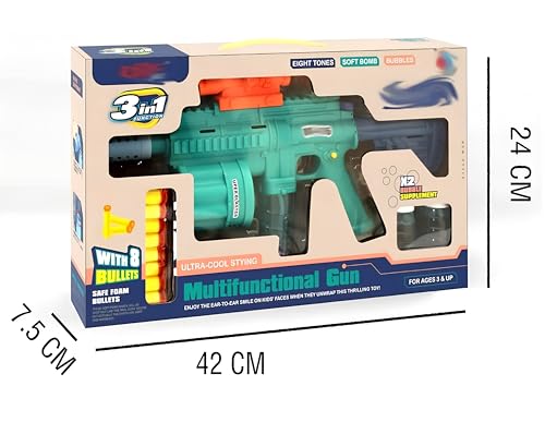 3 in 1 M416 Machine Dart Gun for Kids - Bubble & Dart Shooting Combo - Toyloft