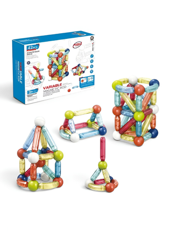 42-Piece Magnetic Building Blocks Set for Kids – STEM Educational Magnetic Rods and Balls Construction Toys TV1455