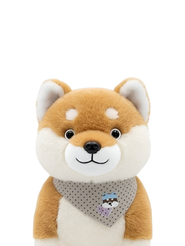 42cm Shiba Inu Plush Toy - Soft Stuffed Animal Dog with Bandana Brown ST16214.