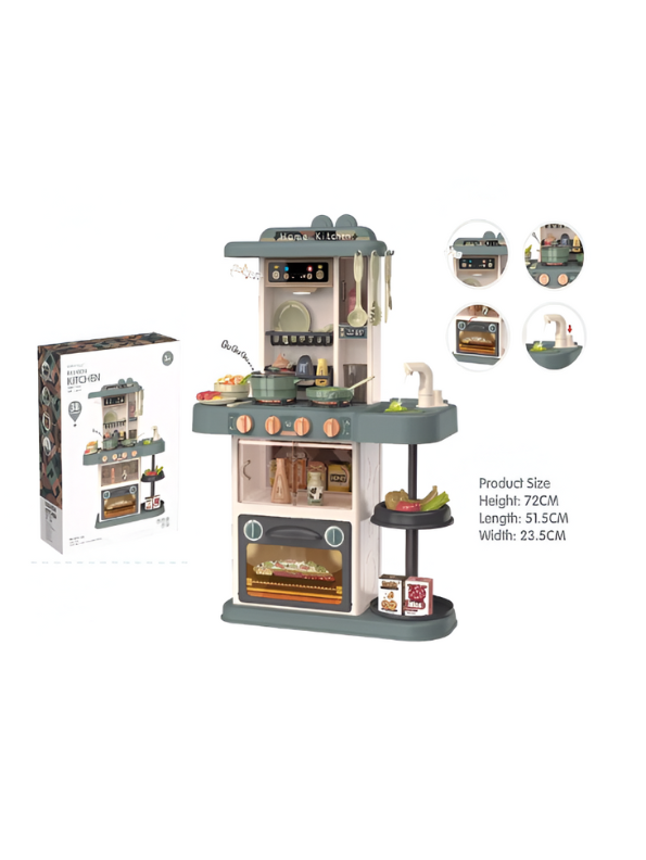 43-Piece Deluxe Kids Play Kitchen Set with Real Water Sink, Lights & Sounds | Pretend Cooking Toy for Toddlers – Realistic Stove, Utensils & Accessories | NX15243.