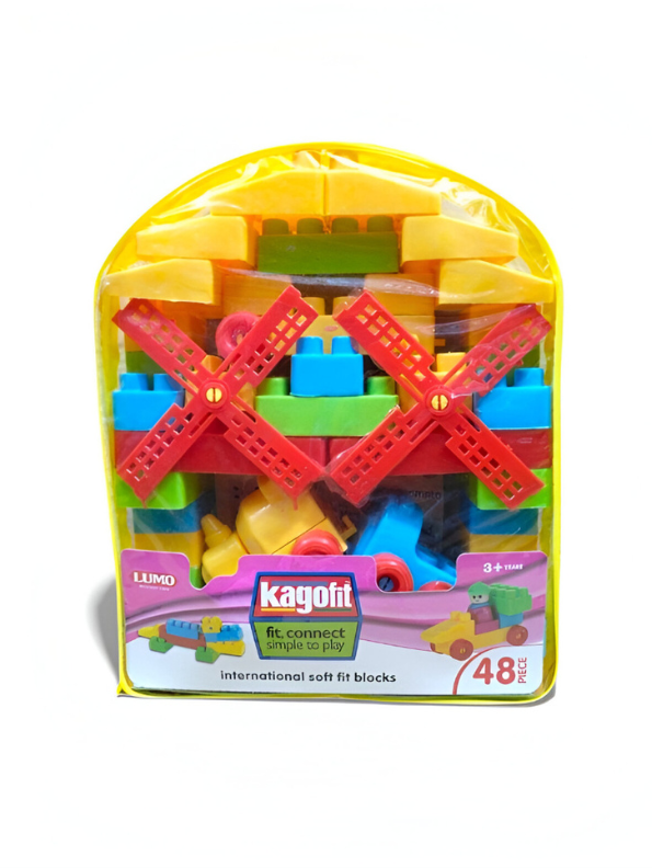 48-Piece Soft Building Blocks Set for Toddlers – Educational STEM Construction Toys, Colorful Interlocking Blocks with Storage Bag LMI7475.