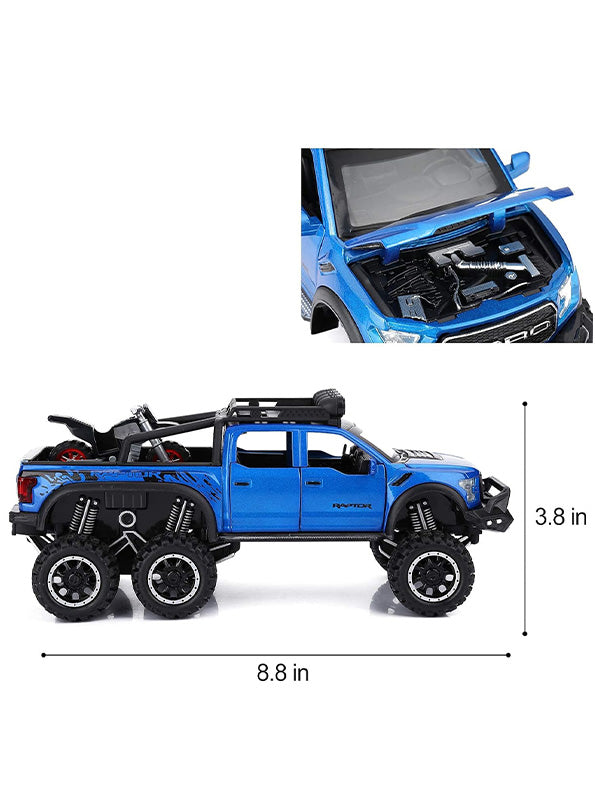 Ford Raptor F150 Metal Model 6X6 Diecast - Blue Scale 1:24 (MD-17) - Toyloft