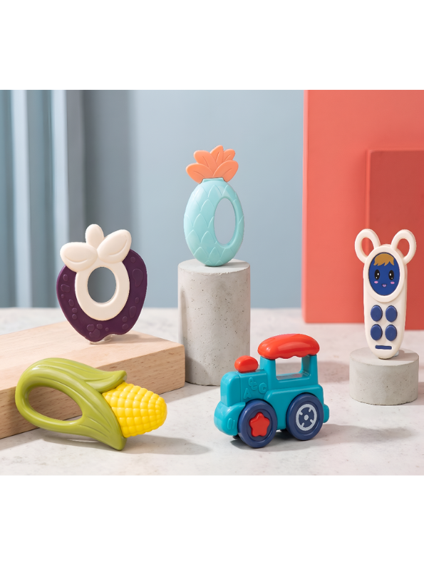5-Piece Baby Rattle and Teether Toy Set – Educational Infant Sensory Toys for Newborns, Toddlers TV5882