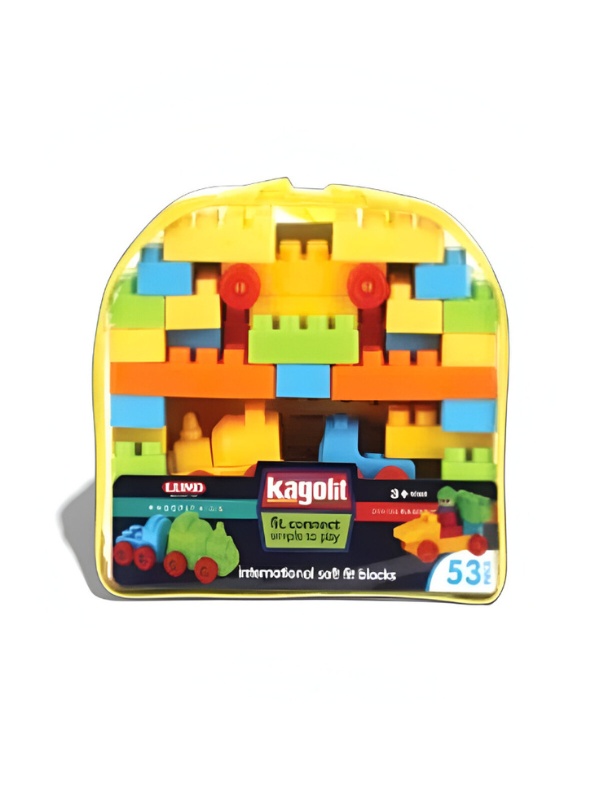 53-Piece Soft Building Blocks Set for Toddlers – Educational STEM Interlocking Construction Toys with Storage Bag LMI7476.