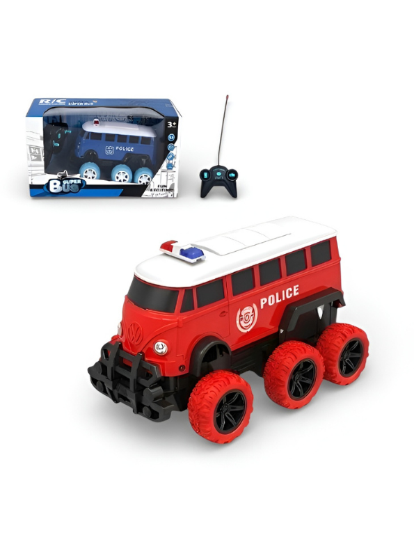 6-Wheel RC Police Monster Bus for Kids – Off-Road Truck MD1431.