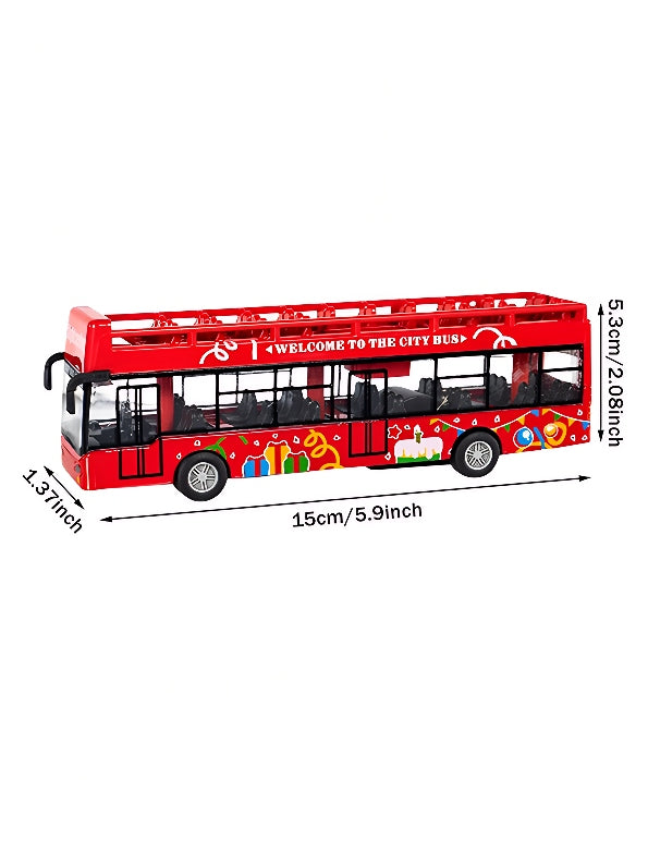 Bus Model Pull Back Vehicle City Bus Toy - Red (L-J-96) - Toyloft