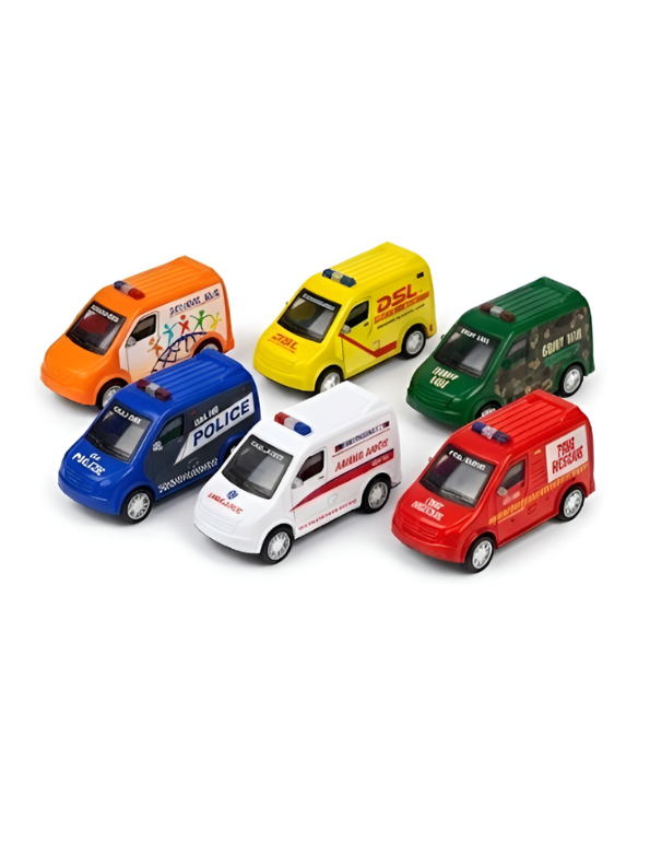 6 Pack Pull-Back Mini Emergency & Service Vehicles Toy Car Set LMI8693.
