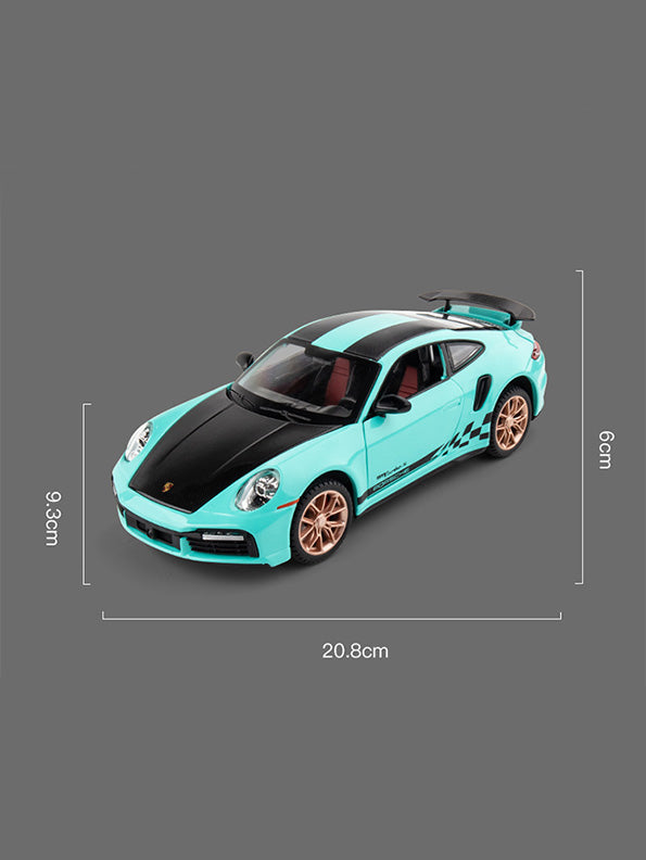 Porsche 911 Turbo S Metal Diecast Car - T-Blue - Scale 1:24 - Big Size - Toyloft