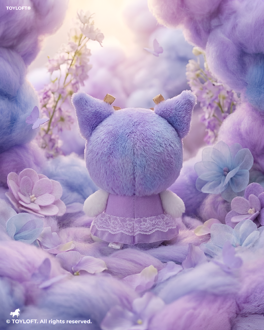 8-Inch Kuromi Plush Toy – Cute Lavender Ballerina Stuffed Animal with Gold Bows and Lace Tutu ST13979