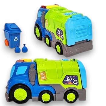 Eco Clean-Up Squad - City Garbage Truck Toy with Lights, Sound & Dump Action | Trash Can & Bulldozer Set - NX13343