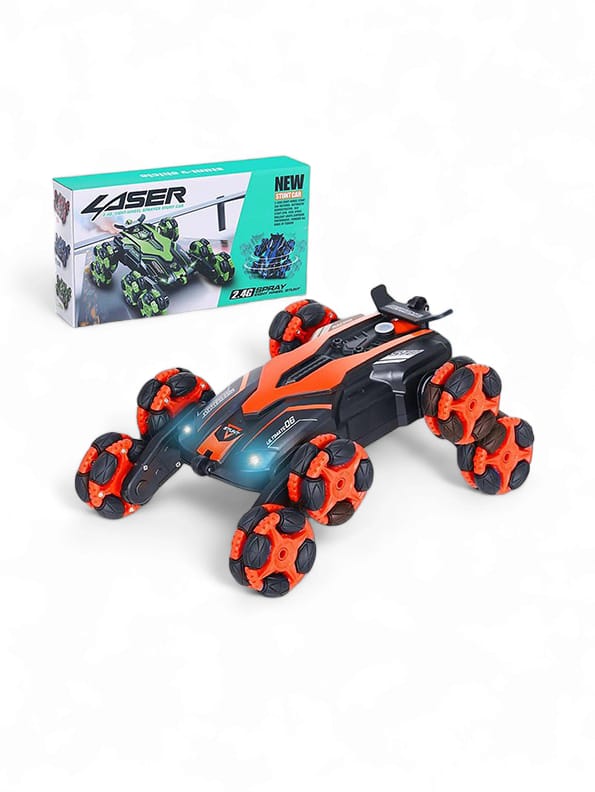 8 Wheels RC Stunt Remote Control Car For Kids - Orange (L-J-83) - Toyloft